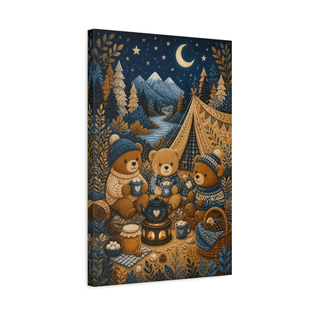 Side Mockup 3. Kids Room Teddy Bear Camp shown as canvas print