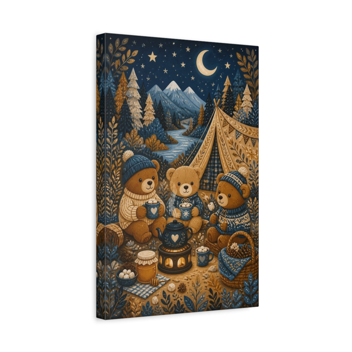 Side Mockup 4. Kids Room Teddy Bear Camp shown as canvas print