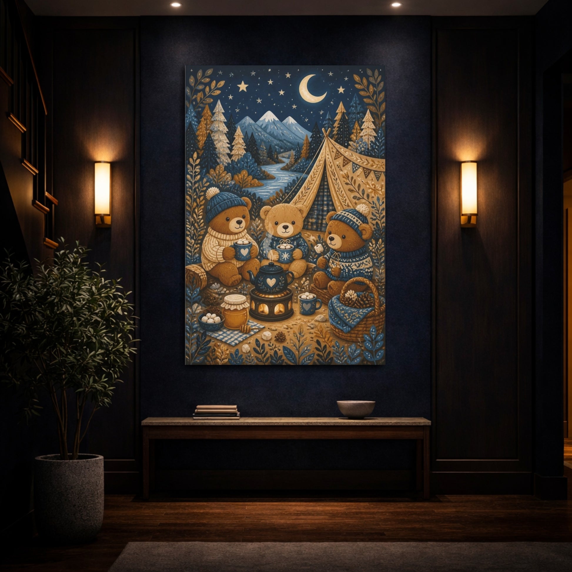 Mockup 4. Kids Room Teddy Bear Camp shown as canvas print