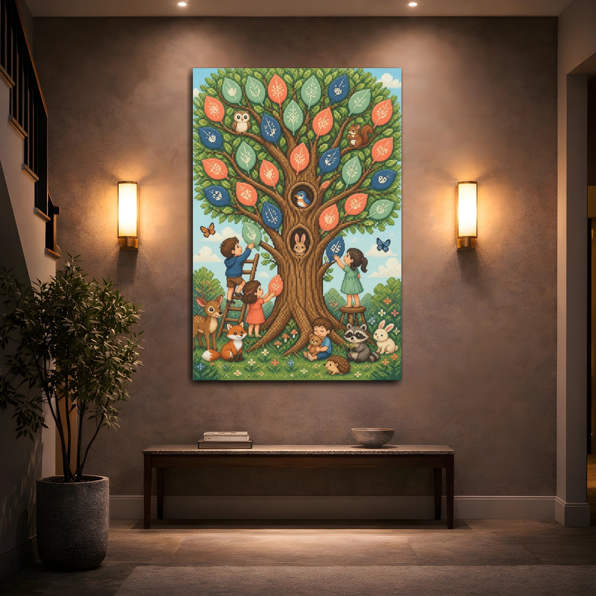 Mockup 2. Kids Room Tree Keepsake shown as canvas print