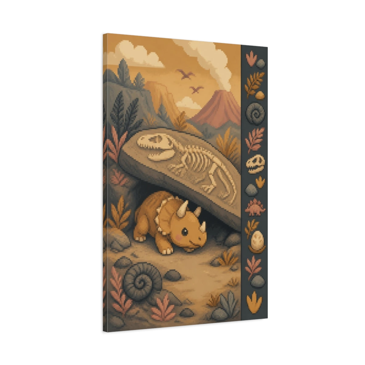 Main Mockup. Kids Room Triceratops Hideout shown as canvas print