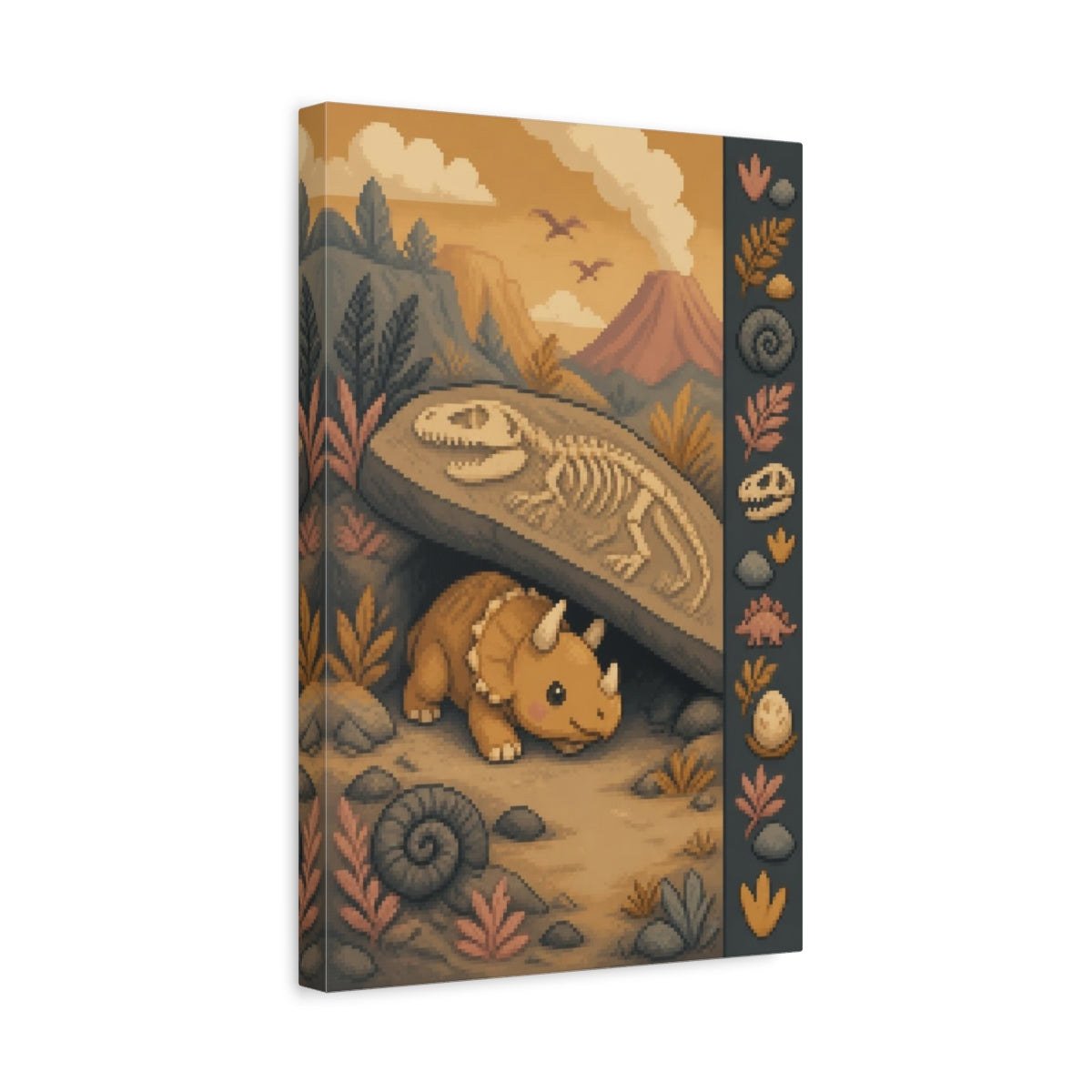 Side Mockup 4. Kids Room Triceratops Hideout shown as canvas print