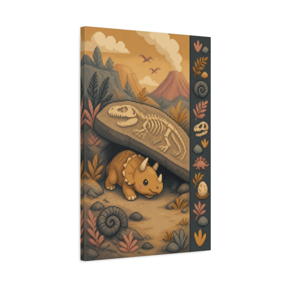Side Mockup 2. Kids Room Triceratops Hideout shown as canvas print