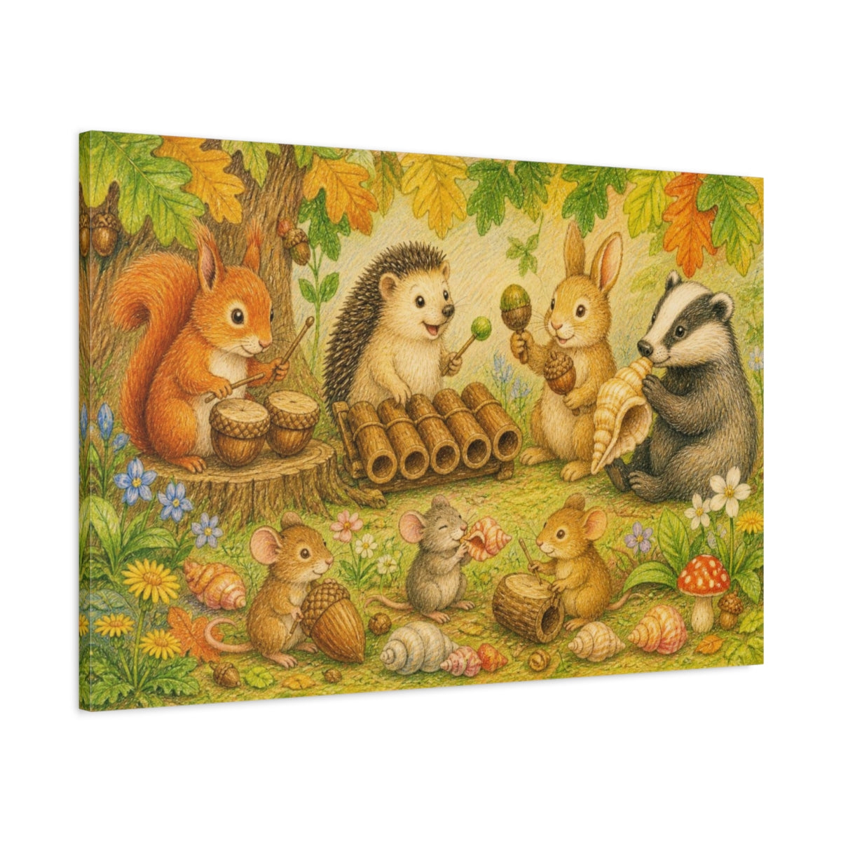Main Mockup. Kids Room Woodland Band shown as canvas print