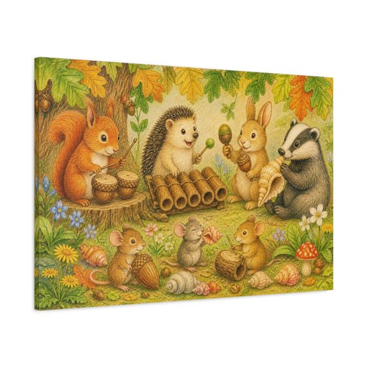 Main Mockup. Kids Room Woodland Band shown as canvas print