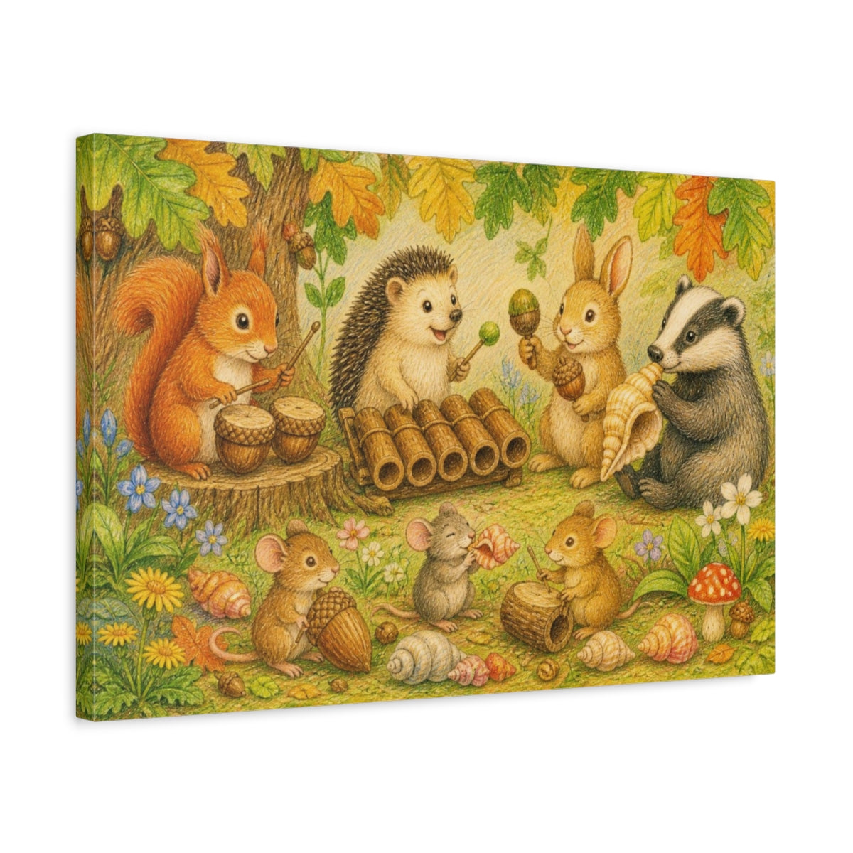 Side Mockup 3. Kids Room Woodland Band shown as canvas print