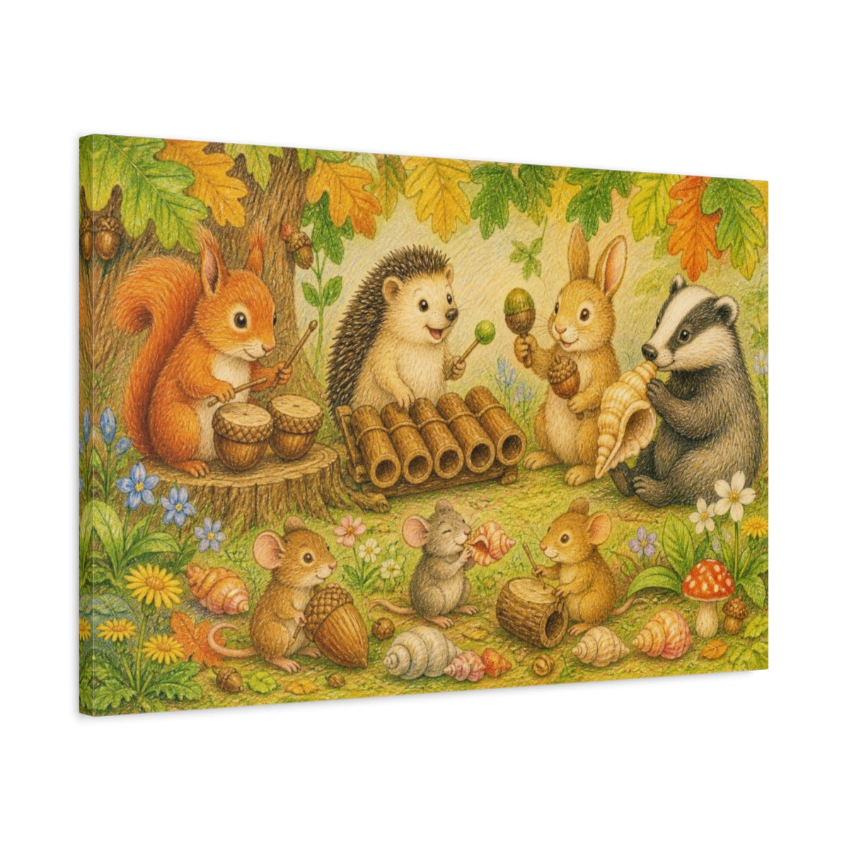 Side Mockup 2. Kids Room Woodland Band shown as canvas print