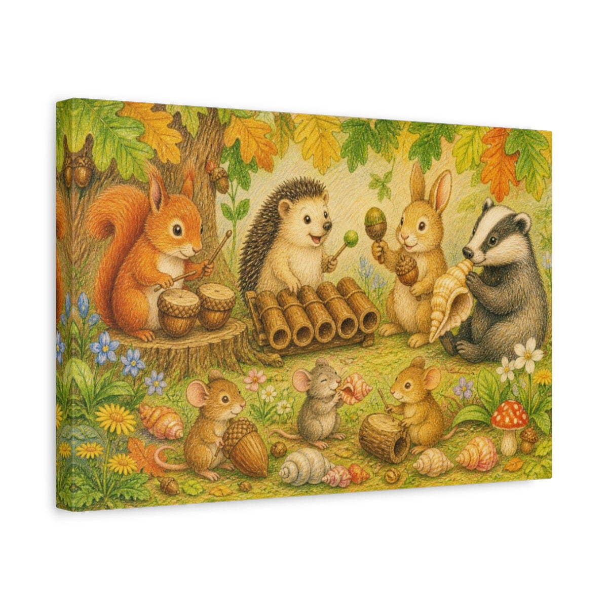 Side Mockup 4. Kids Room Woodland Band shown as canvas print