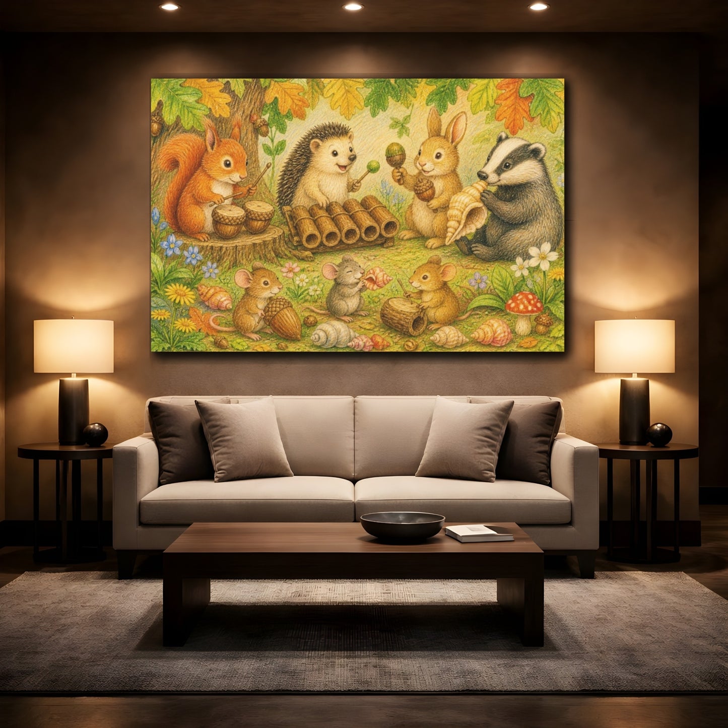 Mockup 2. Kids Room Woodland Band shown as canvas print