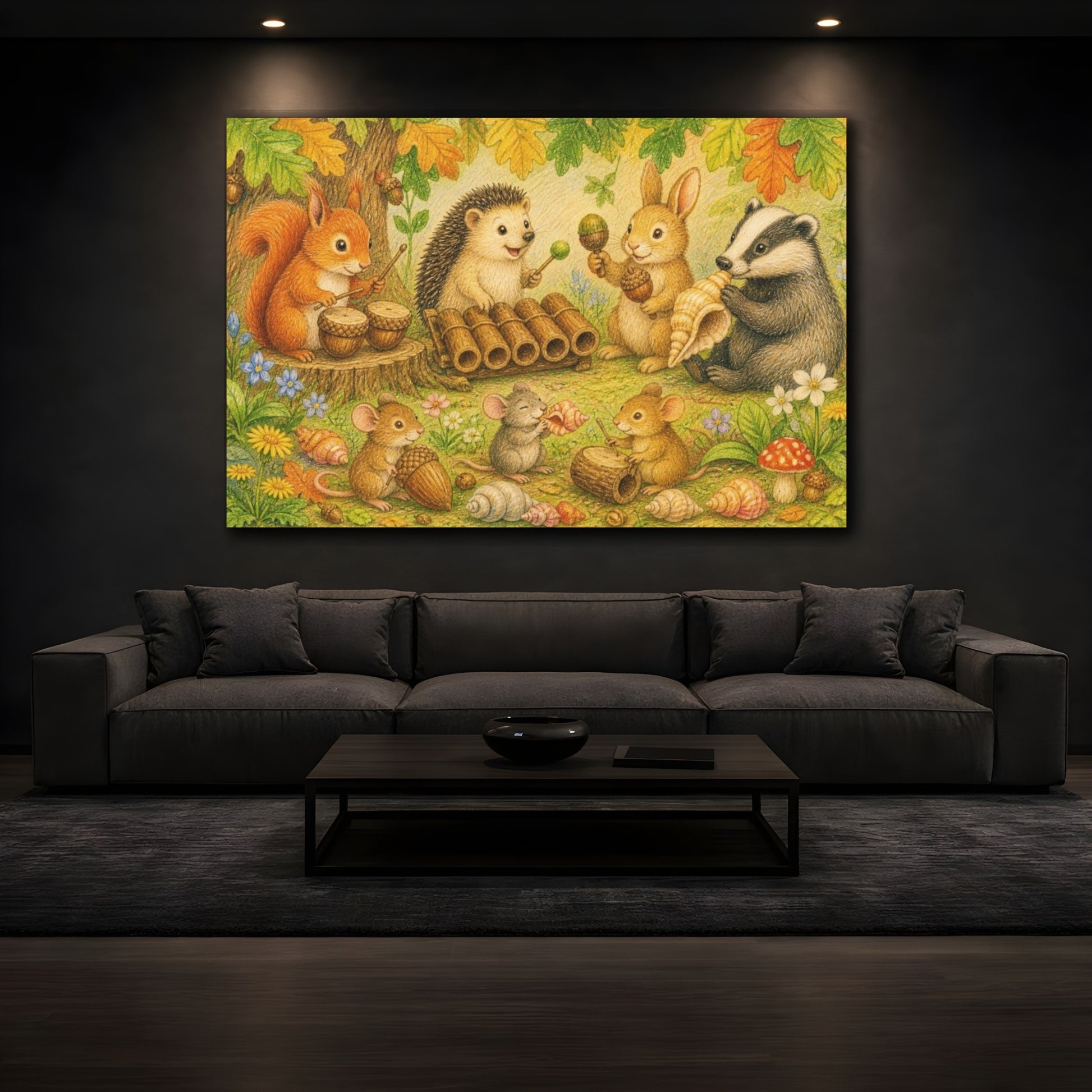 Mockup 3. Kids Room Woodland Band shown as canvas print