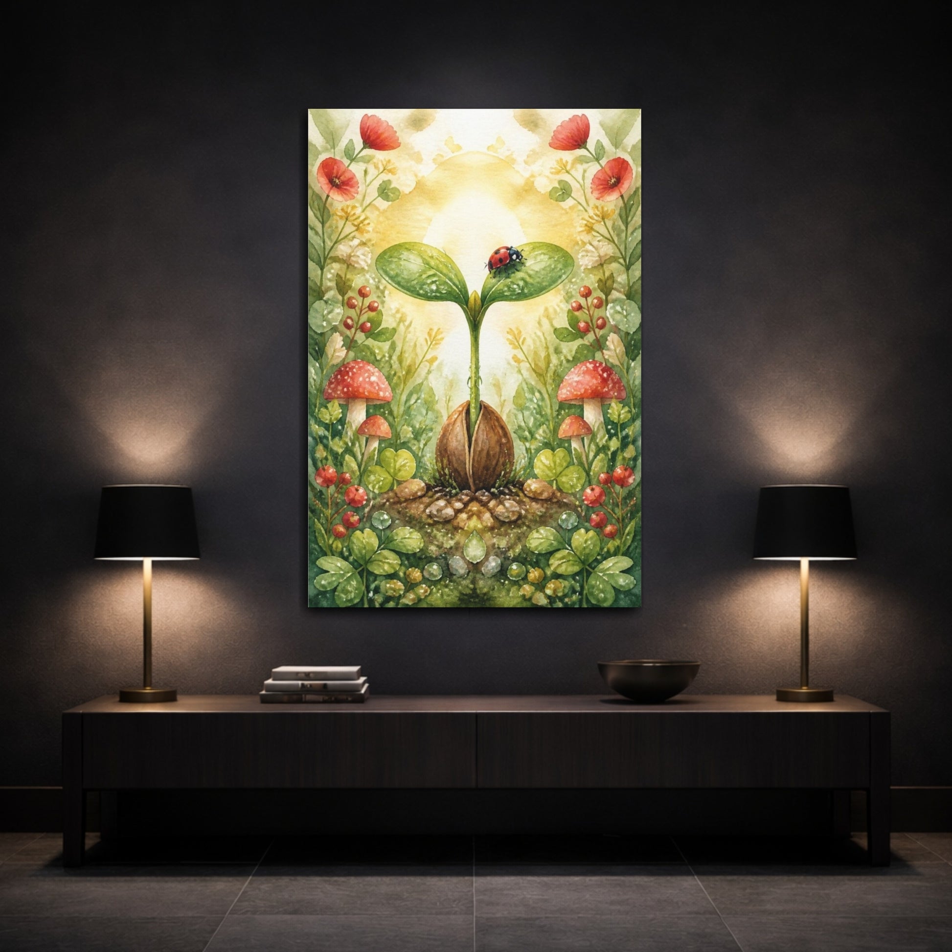 Mockup 3. Kids Seedling And Ladybug shown as canvas print