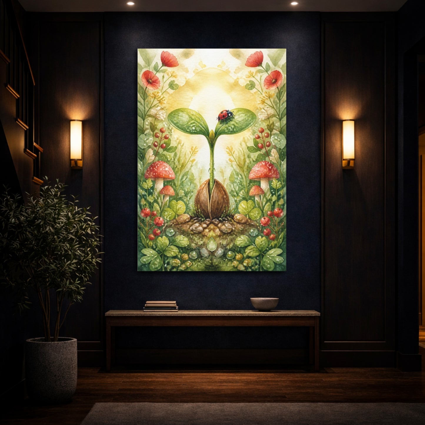 Mockup 4. Kids Seedling And Ladybug shown as canvas print
