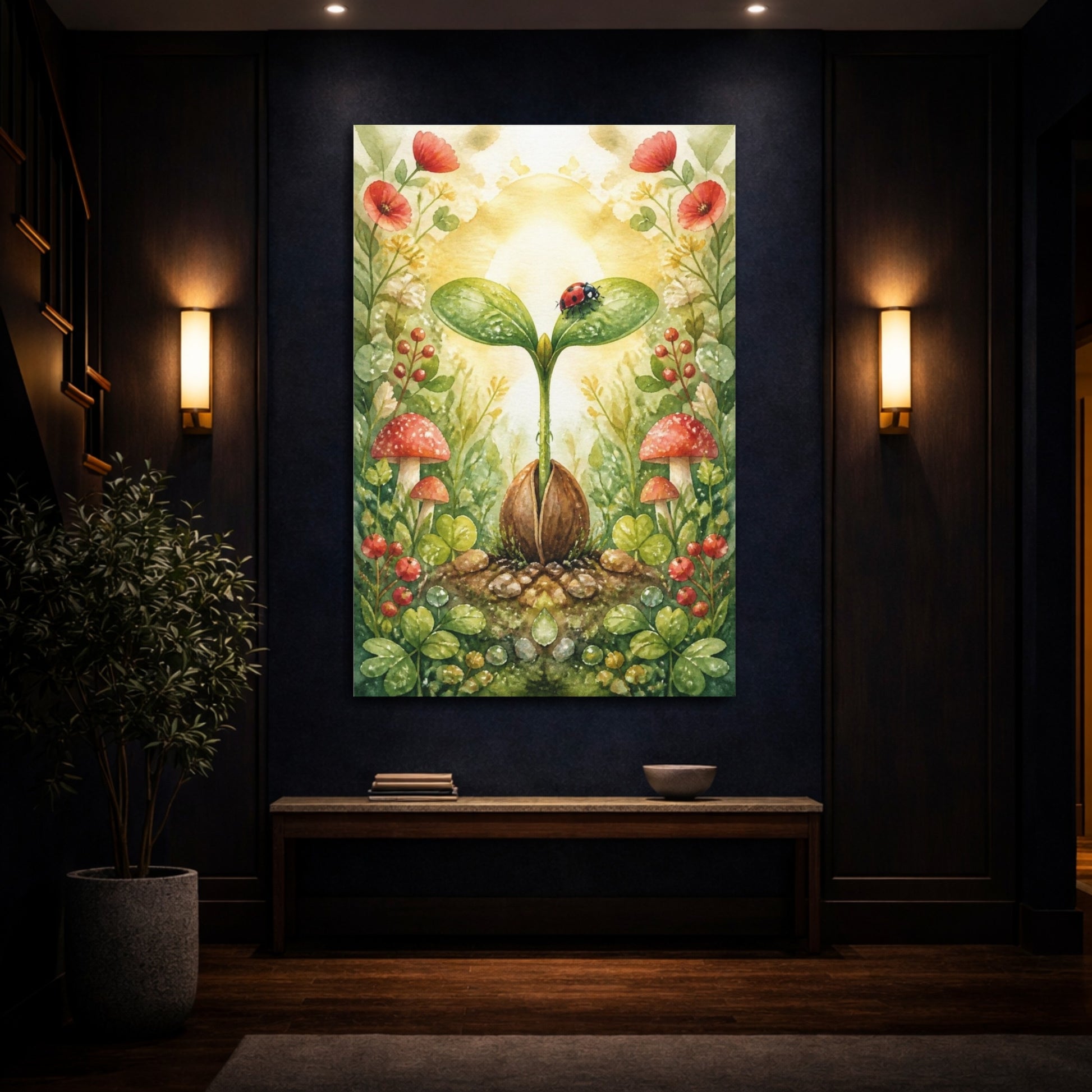 Mockup 4. Kids Seedling And Ladybug shown as canvas print