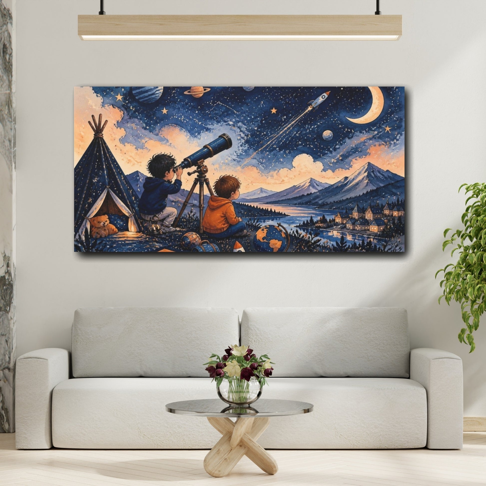 Mockup 2. Kids Stargazing Adventure shown as canvas print