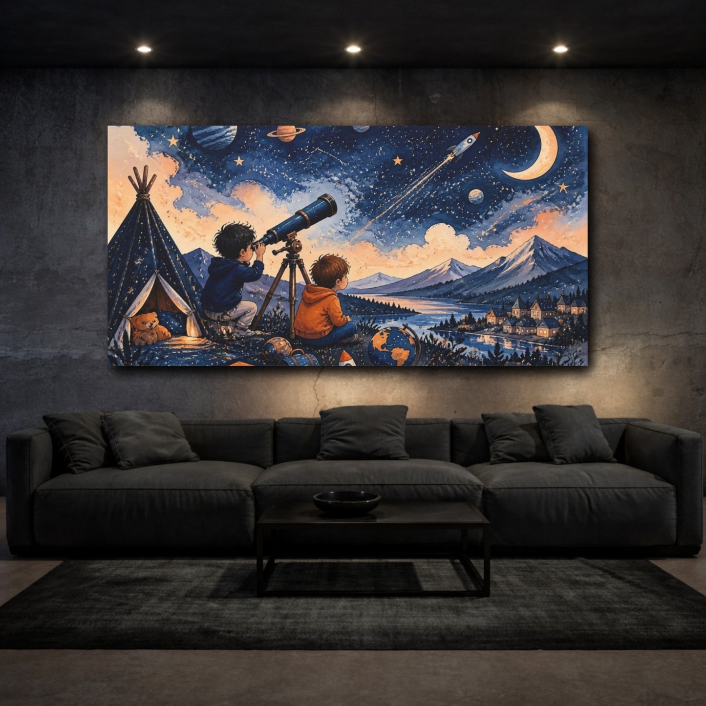 Mockup 3. Kids Stargazing Adventure shown as canvas print