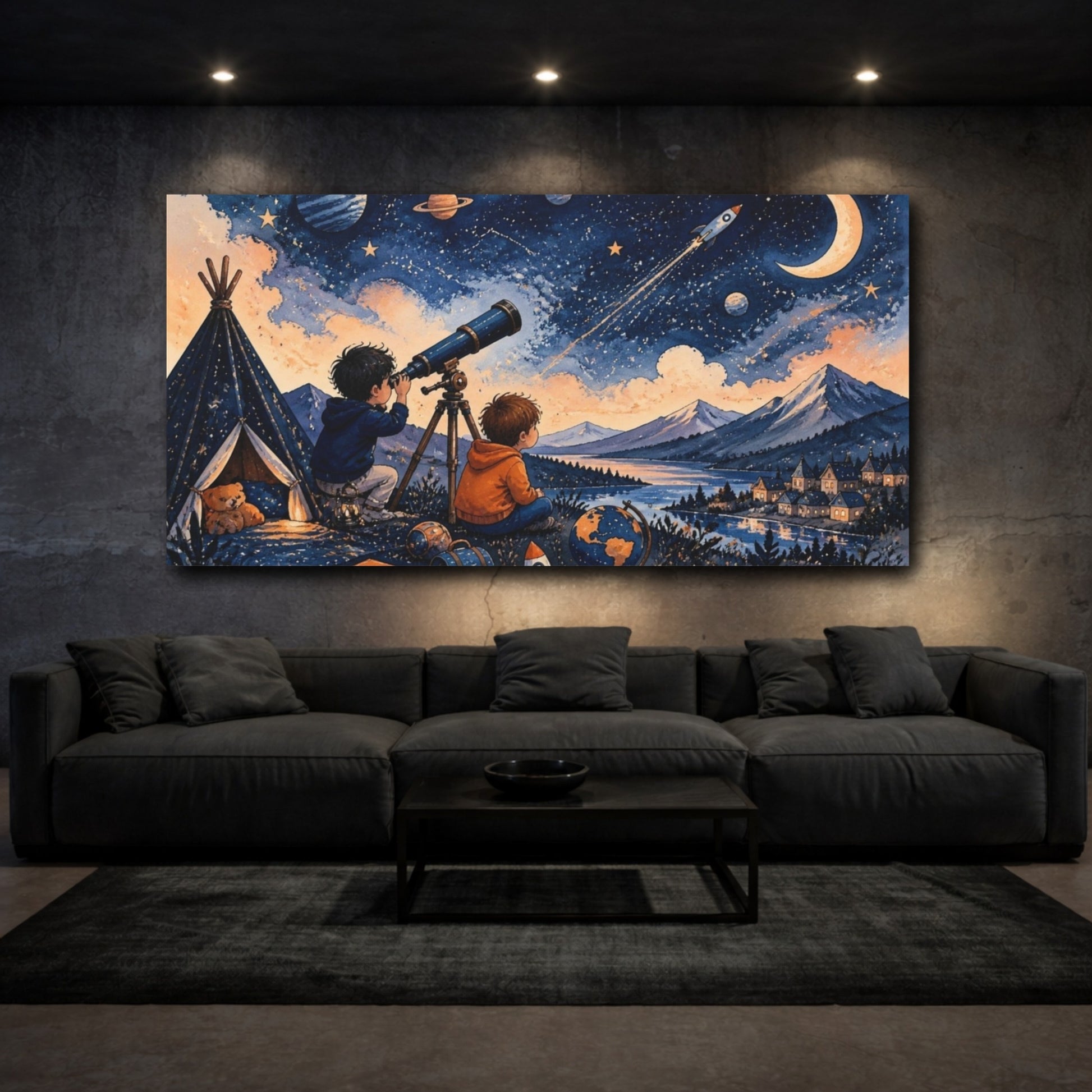 Mockup 3. Kids Stargazing Adventure shown as canvas print