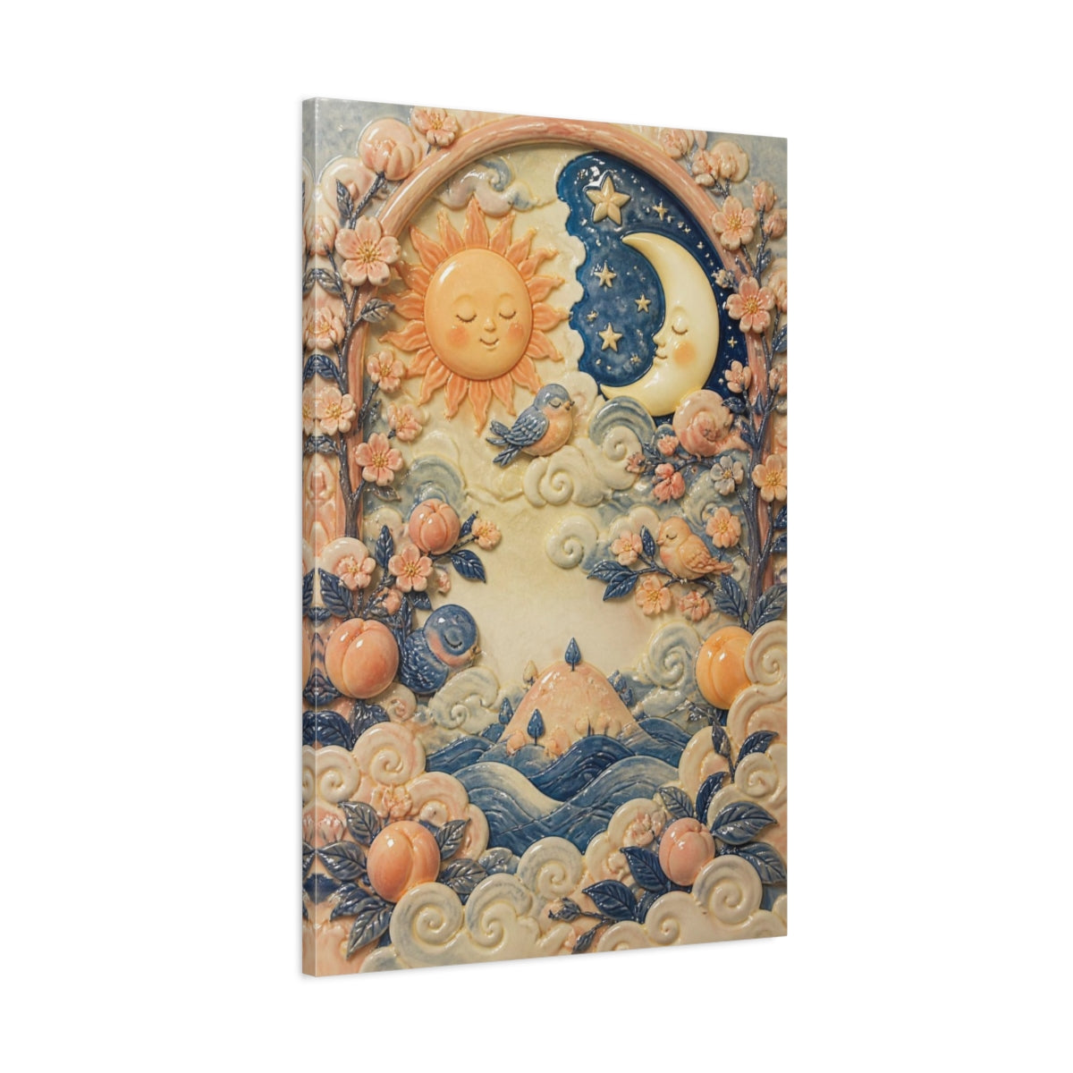 Main Mockup. Kids Sun & Moon Garden shown as canvas print
