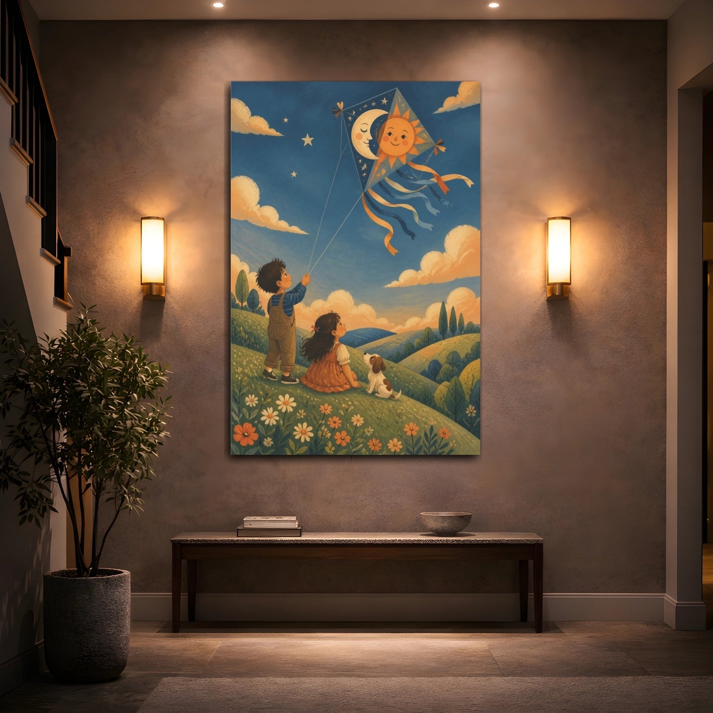 Mockup 2. Kids Sun Kite shown as canvas print