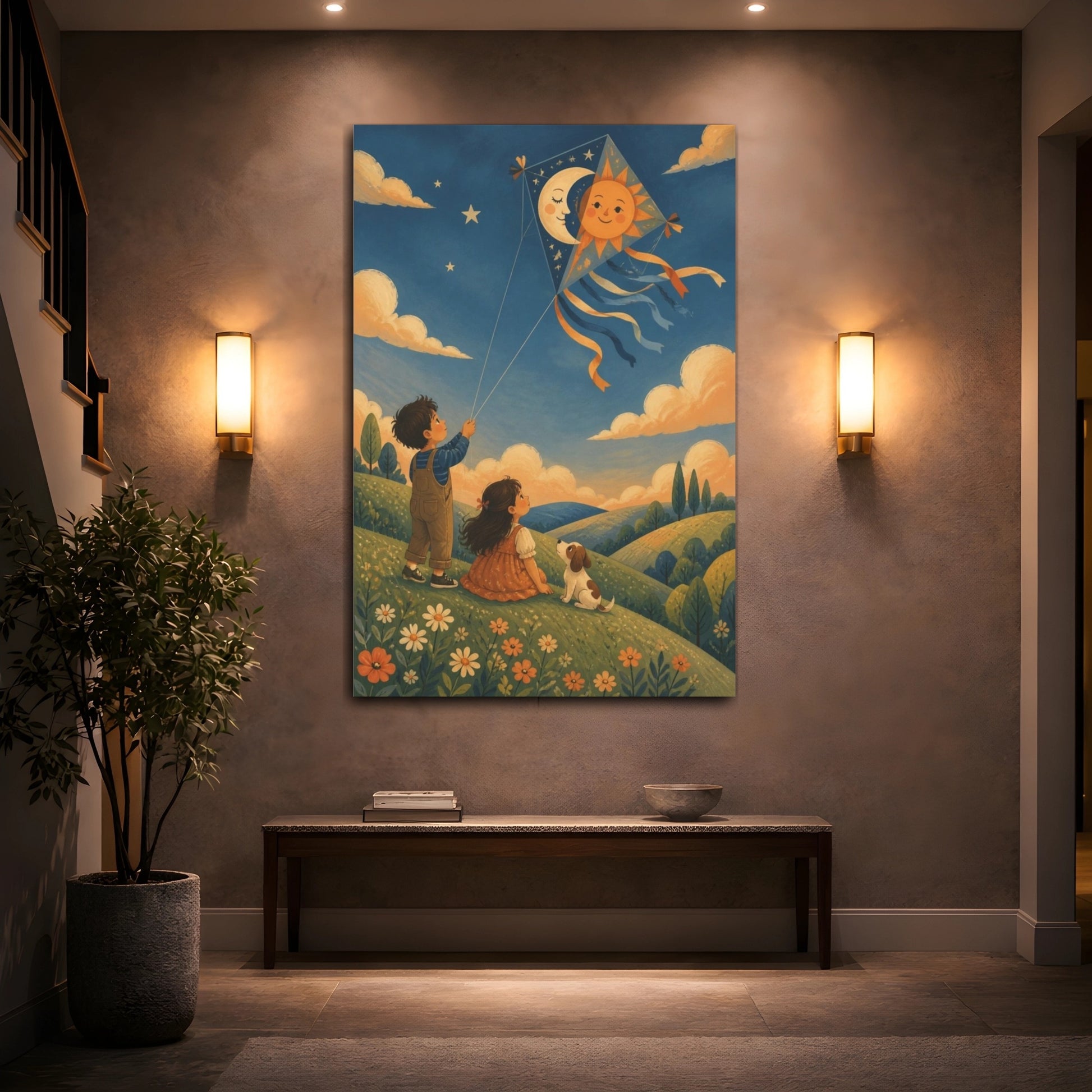 Mockup 2. Kids Sun Kite shown as canvas print
