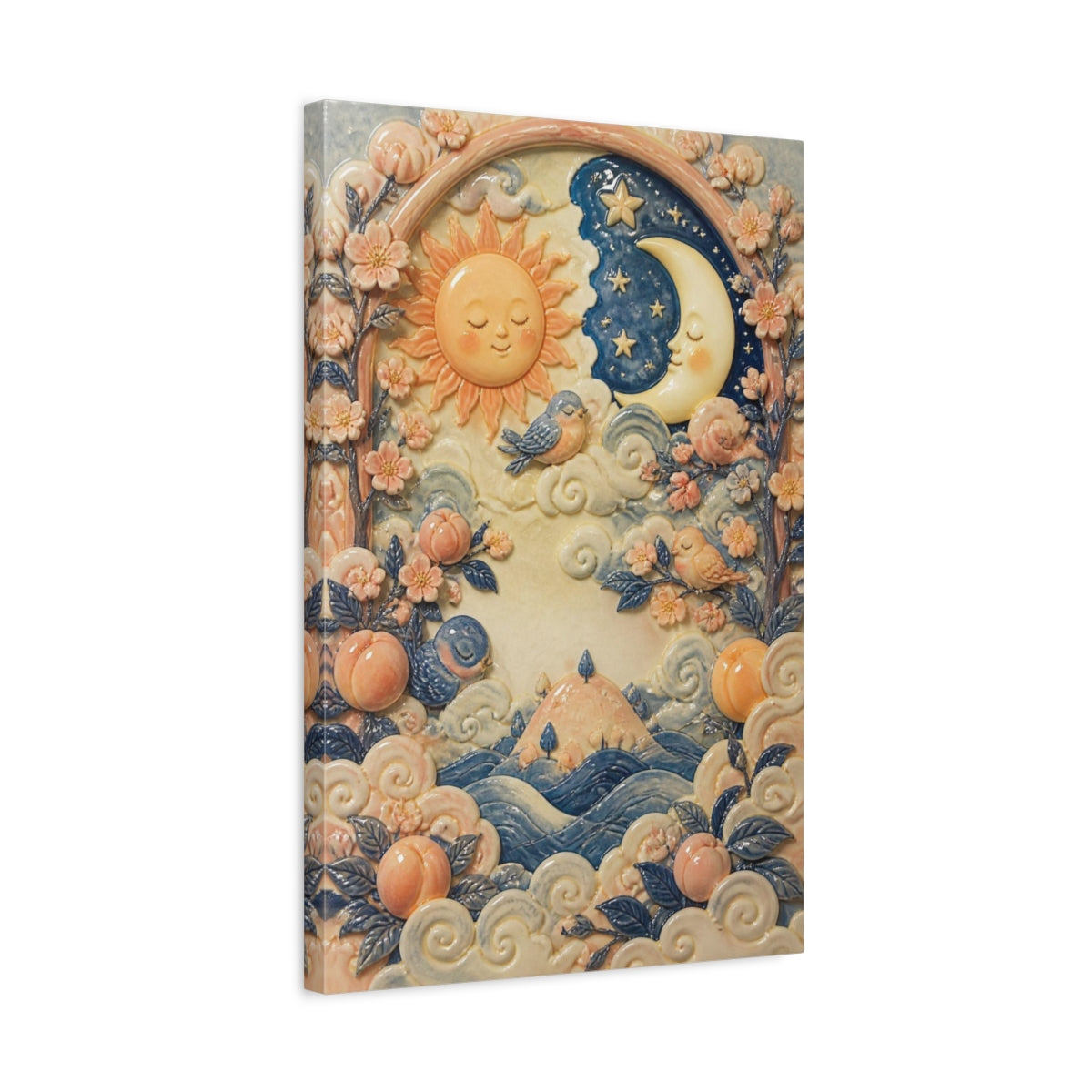 Side Mockup 3. Kids Sun & Moon Garden shown as canvas print