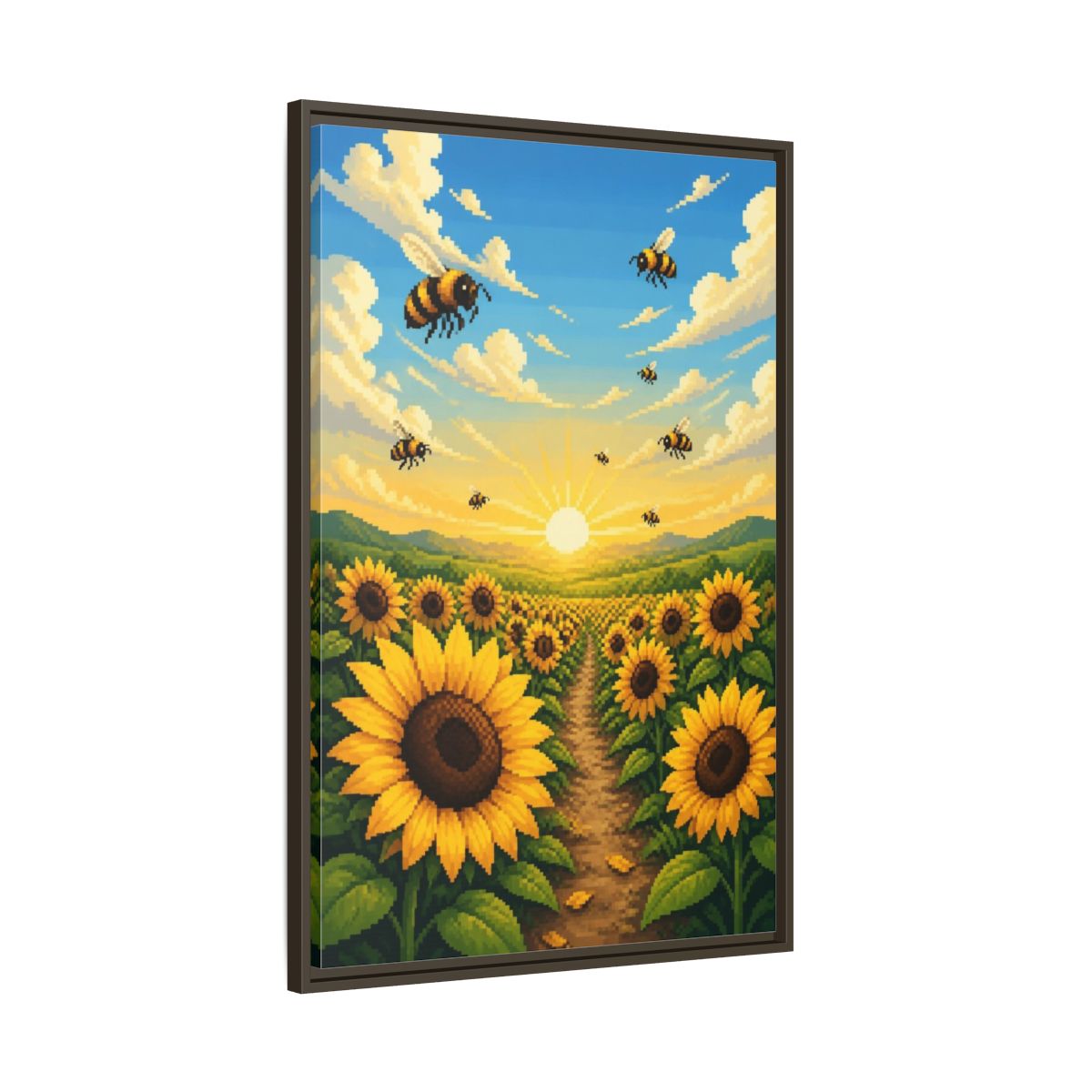 Main Mockup. Kids Sunflower Field shown as framed canvas print