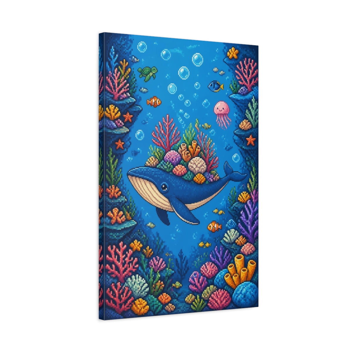 Side Mockup 2. Kids Whale Coral Garden shown as canvas print