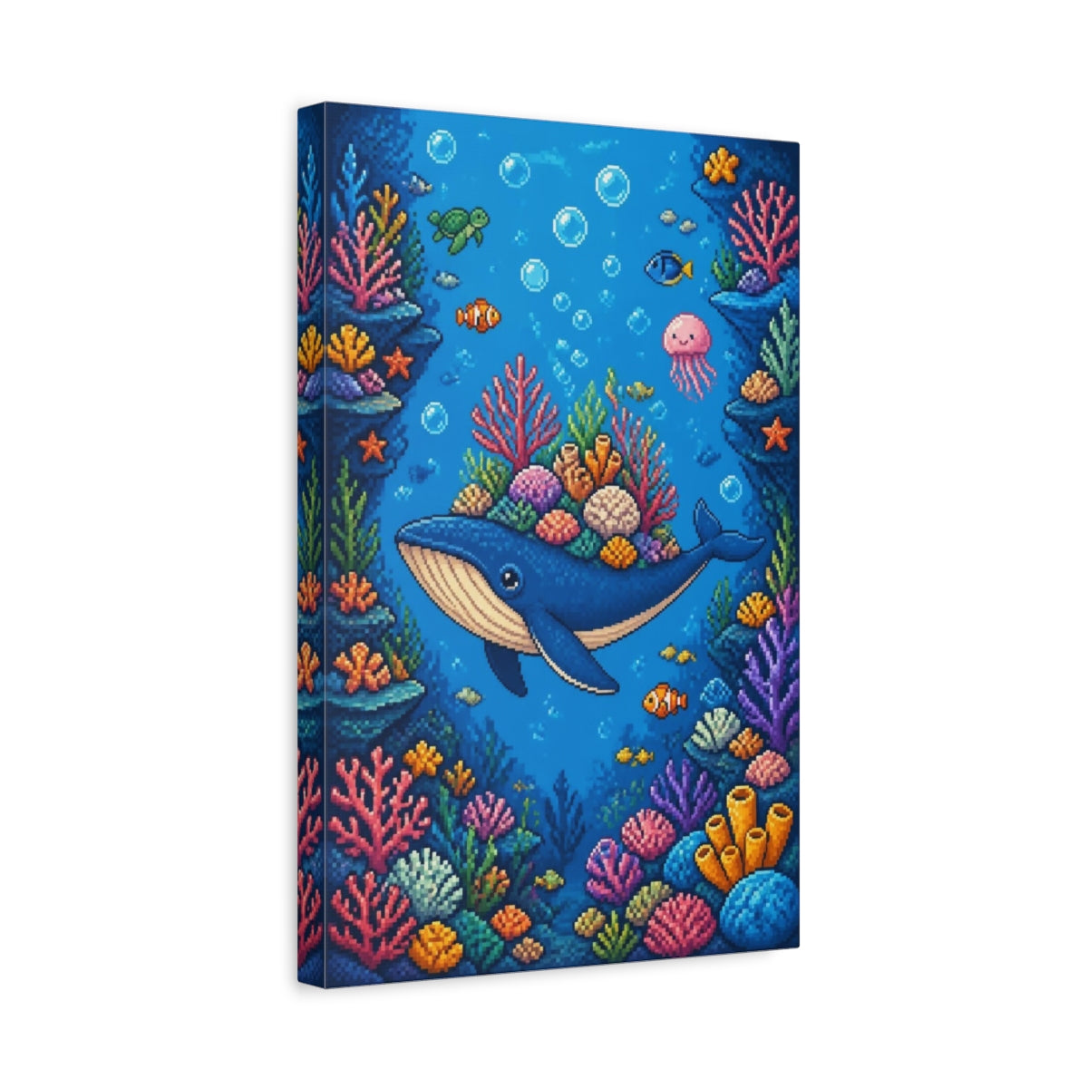Side Mockup 4. Kids Whale Coral Garden shown as canvas print