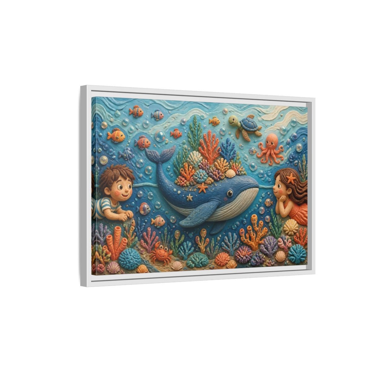 Kids Whale Garden Framed Canvas Print – Room, Playroom Wall - YesArtYes