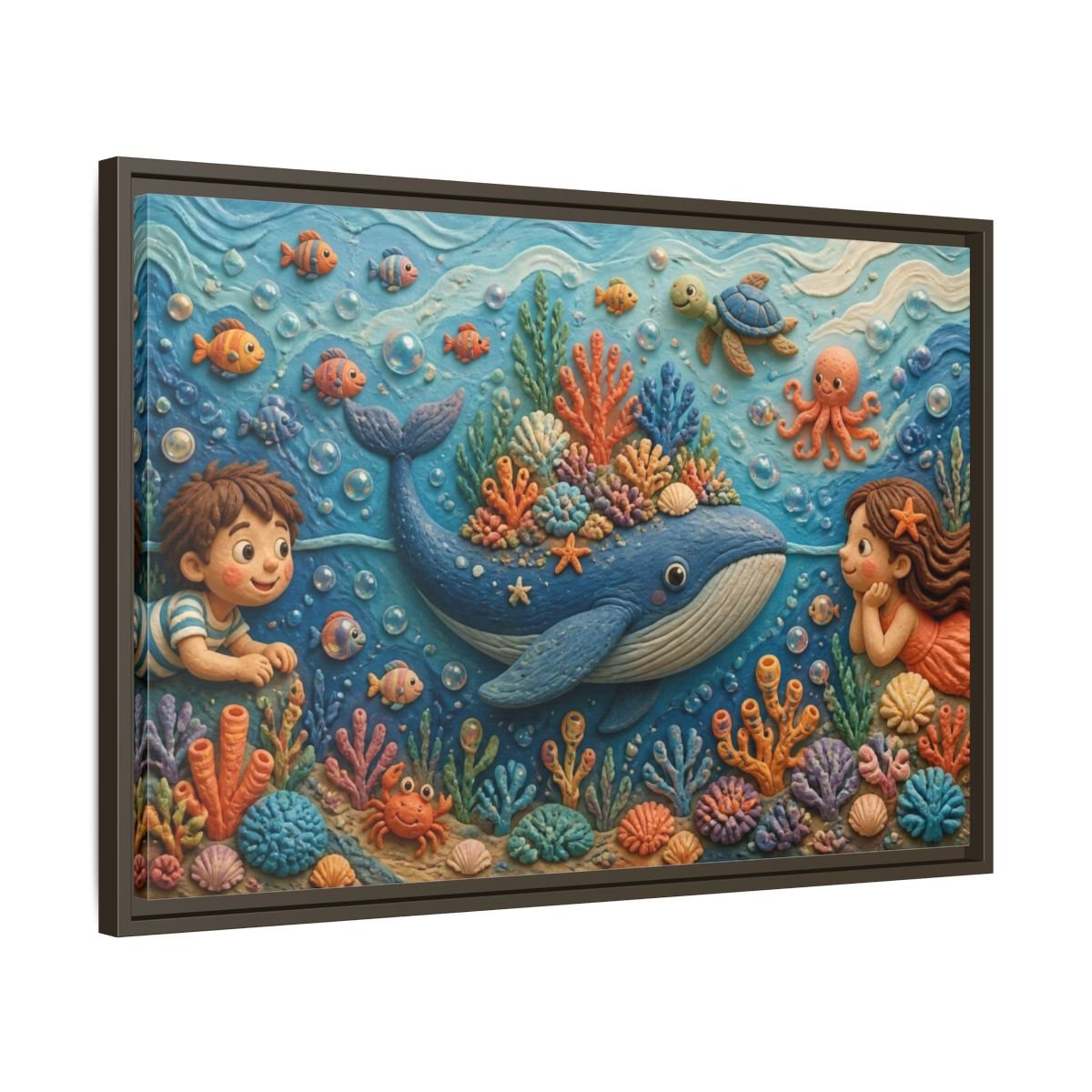 Kids Whale Garden Framed Canvas Print – Room, Playroom Wall - YesArtYes