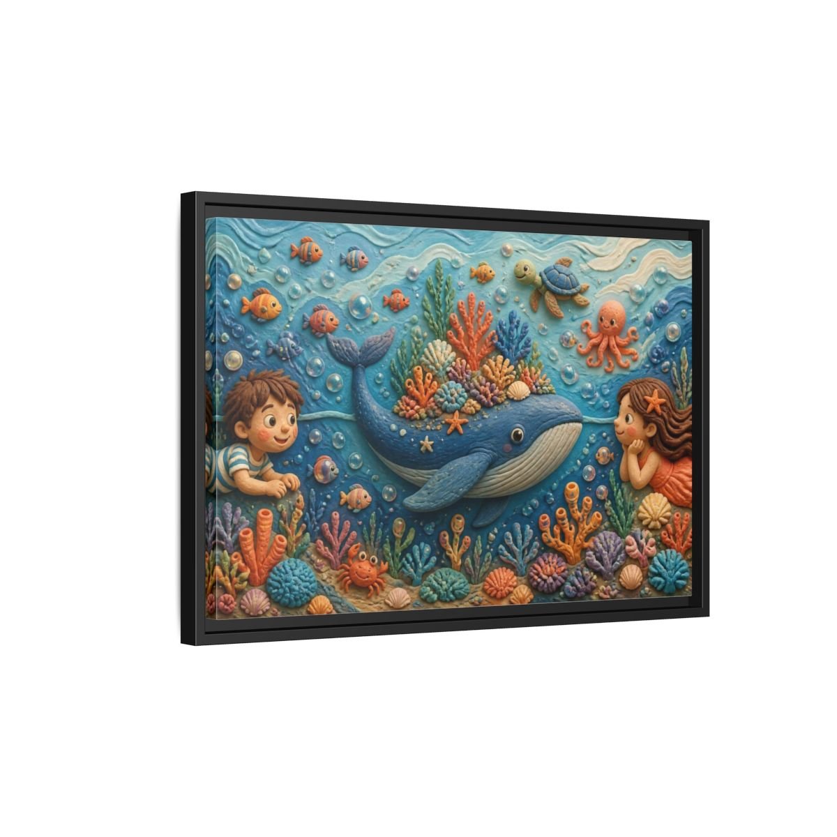 Kids Whale Garden Framed Canvas Print – Room, Playroom Wall - YesArtYes
