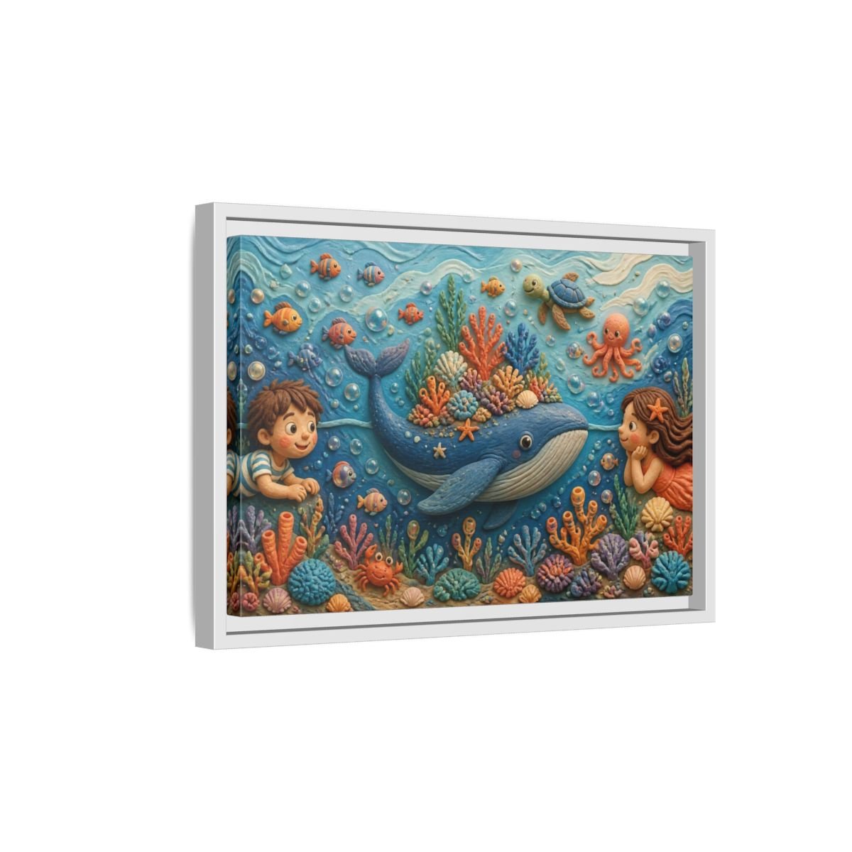 Kids Whale Garden Framed Canvas Print – Room, Playroom Wall - YesArtYes