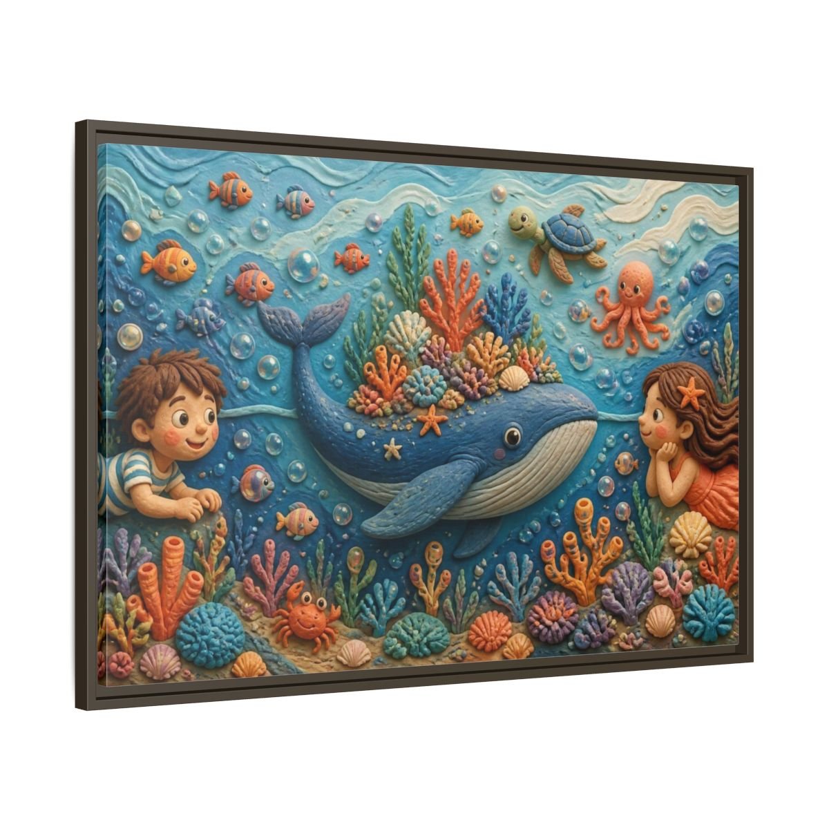 Kids Whale Garden Framed Canvas Print – Room, Playroom Wall - YesArtYes