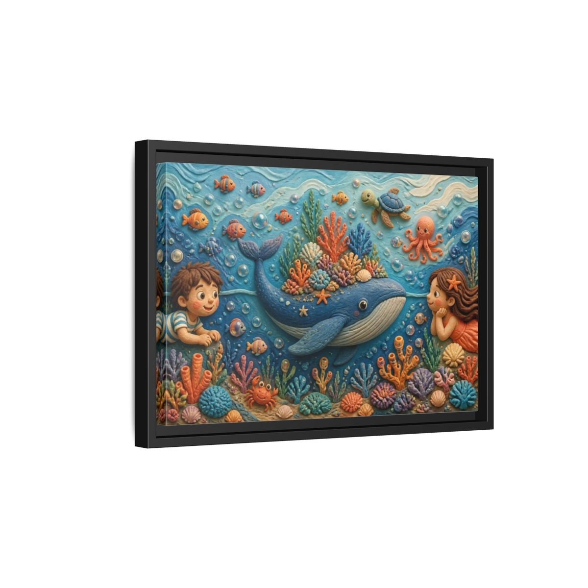 Kids Whale Garden Framed Canvas Print – Room, Playroom Wall - YesArtYes