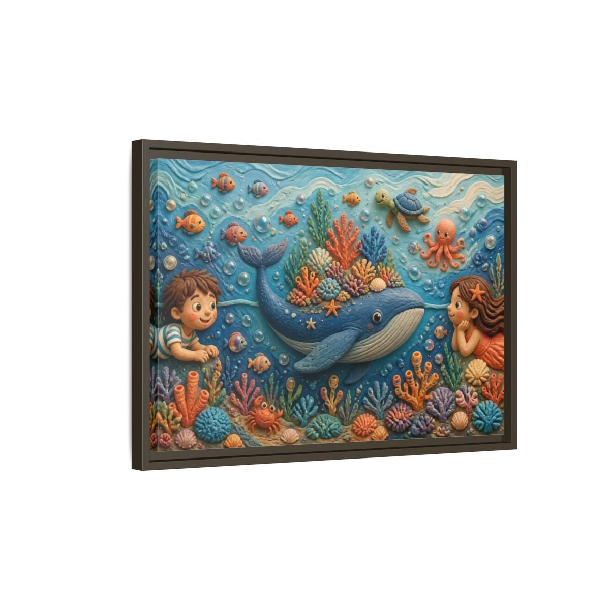 Kids Whale Garden Framed Canvas Print – Room, Playroom Wall - YesArtYes