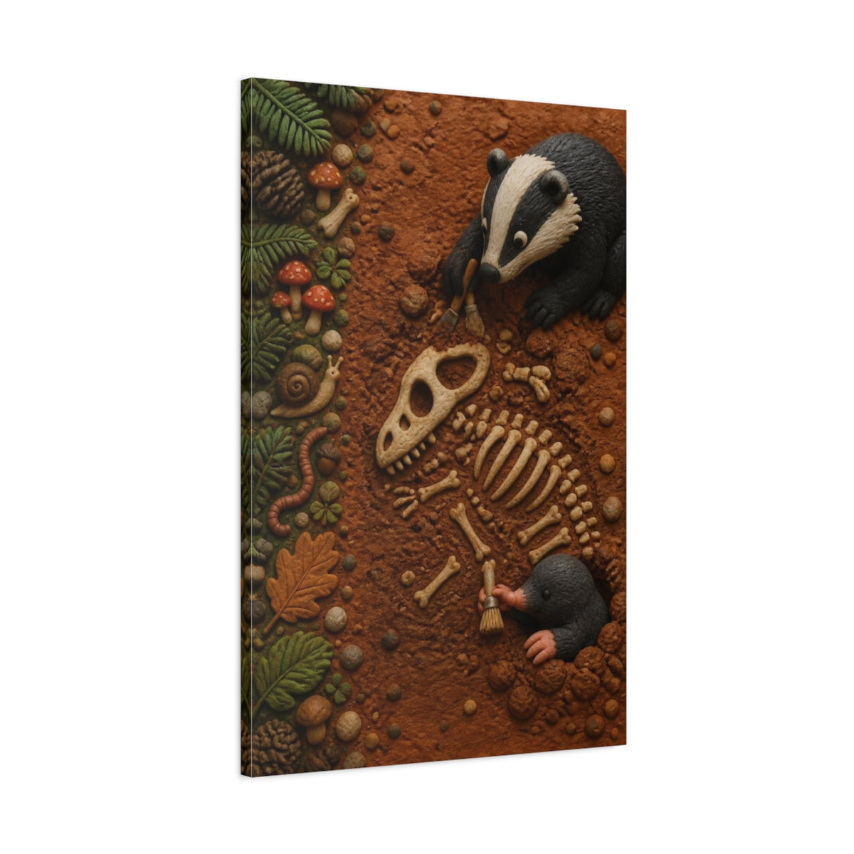 Main Mockup. Kids' Badger Fossil Dig shown as canvas print