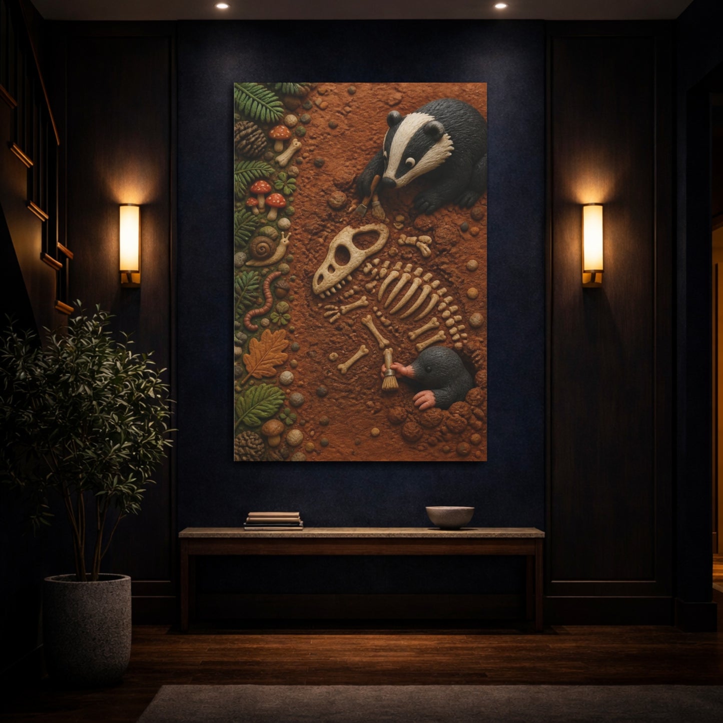 Mockup 4. Kids' Badger Fossil Dig shown as canvas print