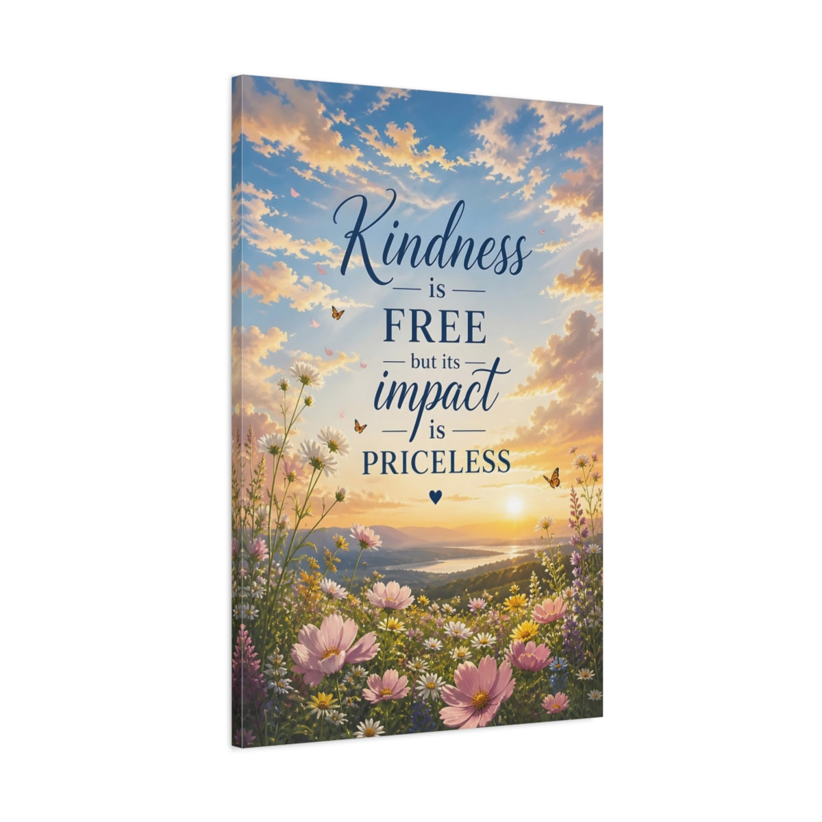 Main Mockup. Kindness Floral Quotes shown as canvas print
