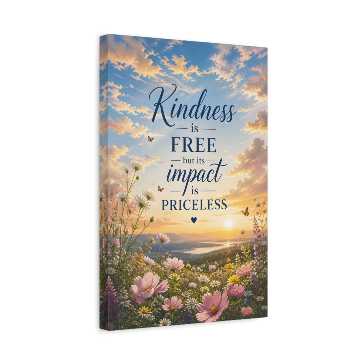 Side Mockup 4. Kindness Floral Quotes shown as canvas print