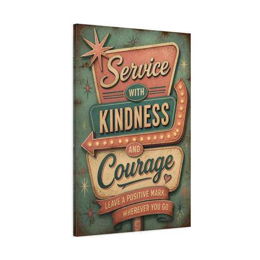Main Mockup. Kindness Quotes Vintage Sign shown as canvas print