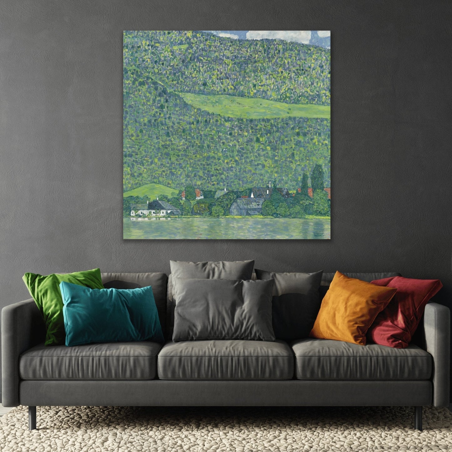 Klimt Litzlberg on Lake Attersee - Square Canvas Wall Art Print