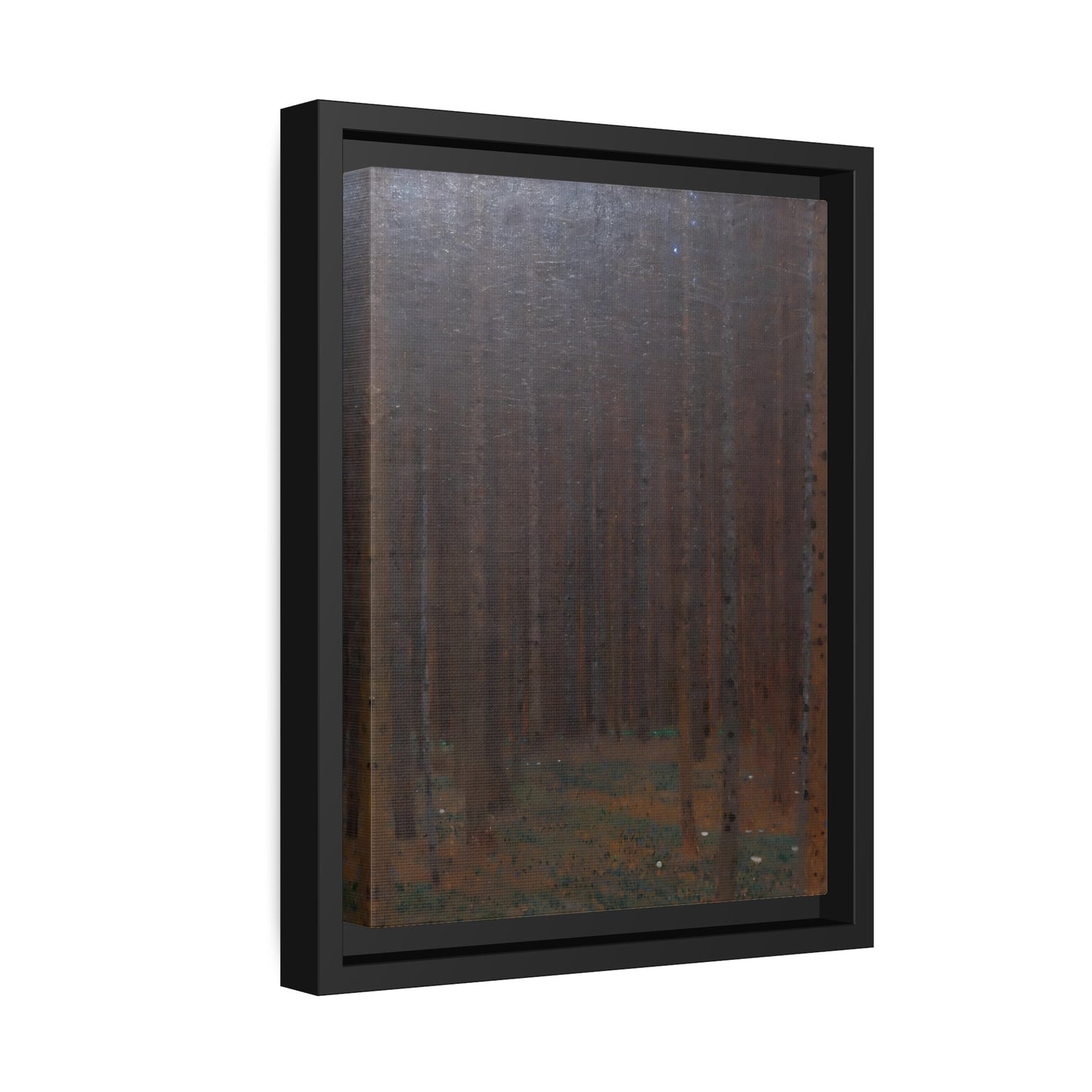 Klimt Tannenwald Pine Forest - Framed Canvas Wall Art Print in Black Frame