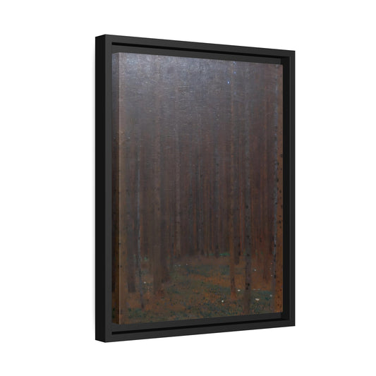 Klimt Tannenwald Pine Forest - Framed Canvas Wall Art Print in Black Frame