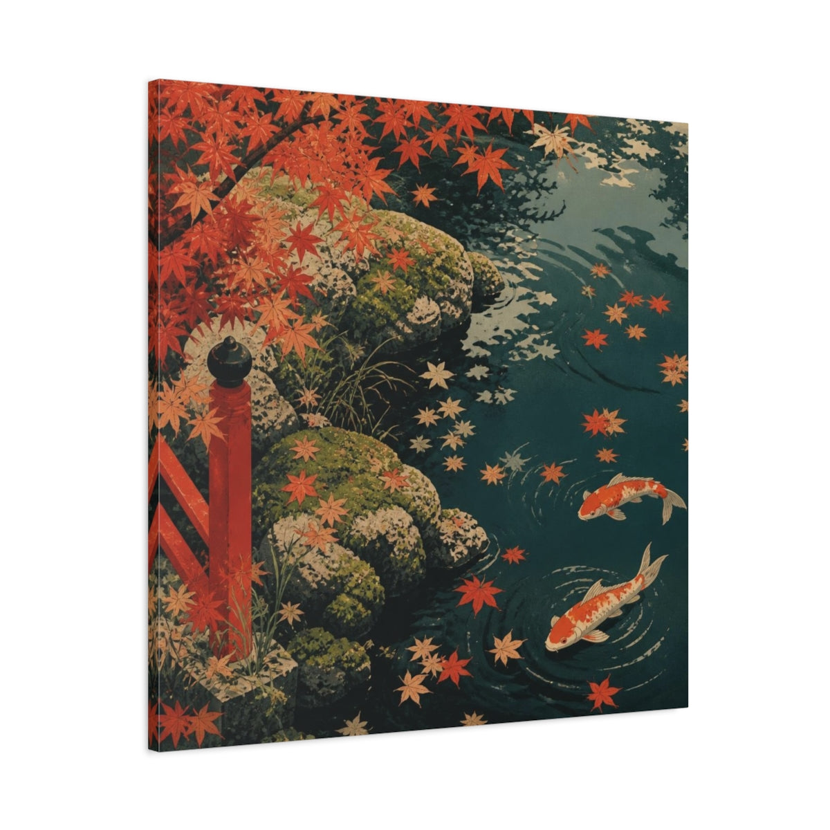 Main Mockup. Koi Pond Nature shown as canvas print