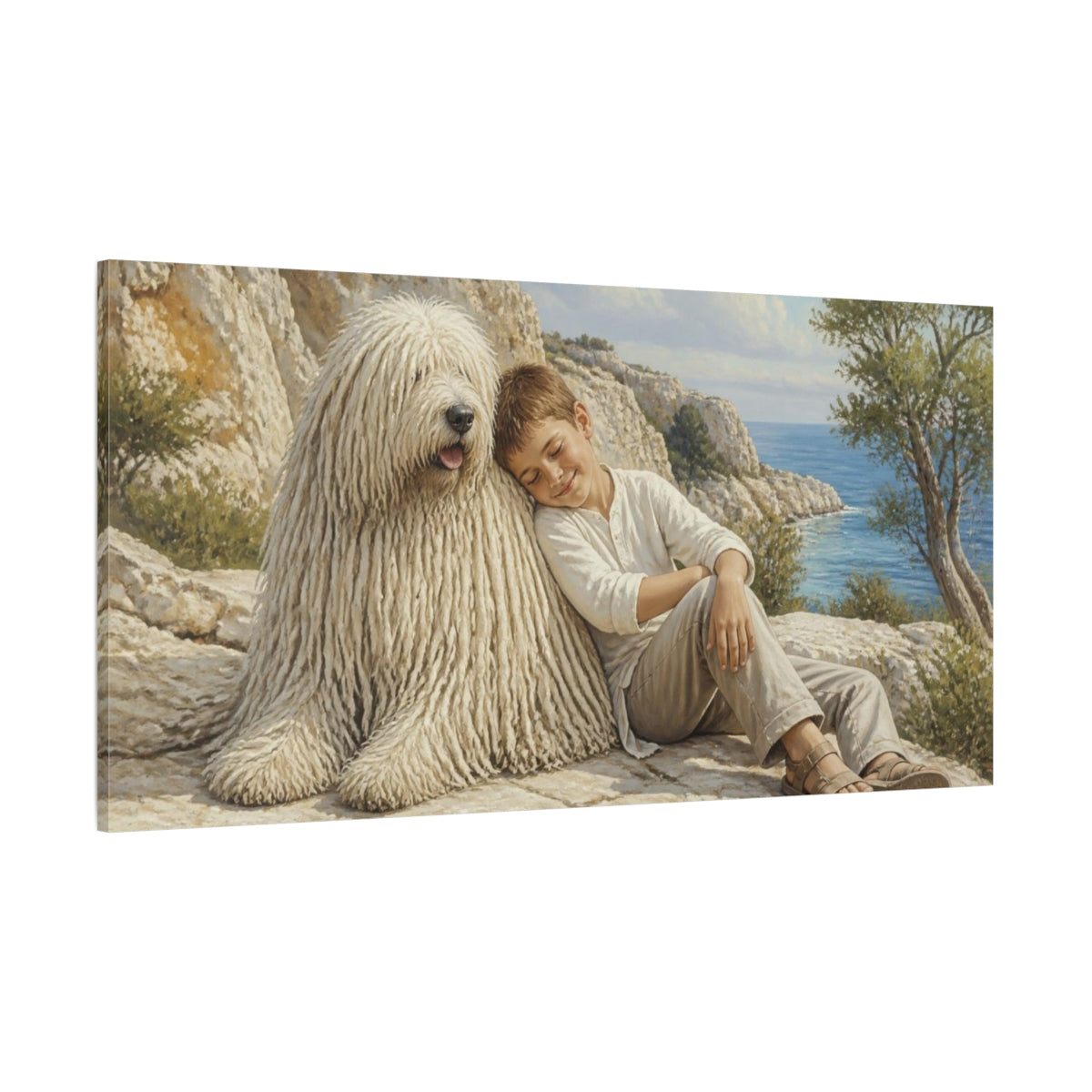 Side Mockup 2. Komondor Pet Companion shown as canvas print