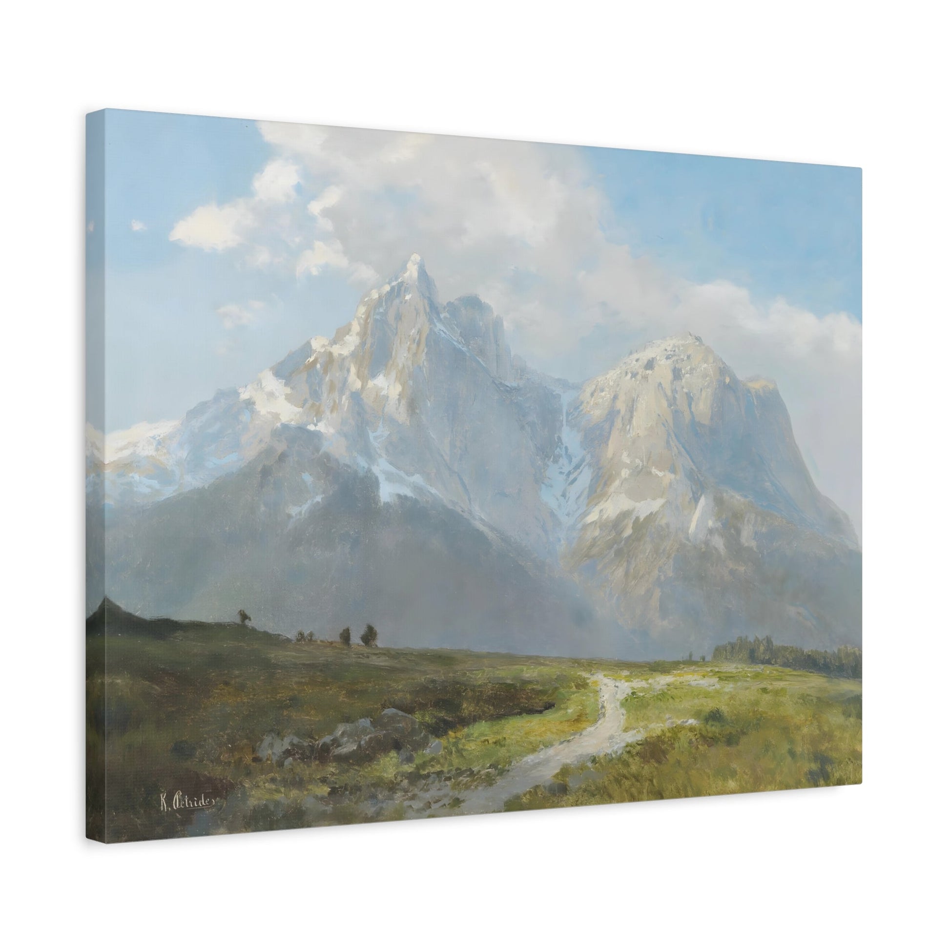 Konrad Petrides Mountain Landscape - Framed Canvas Wall Art Print