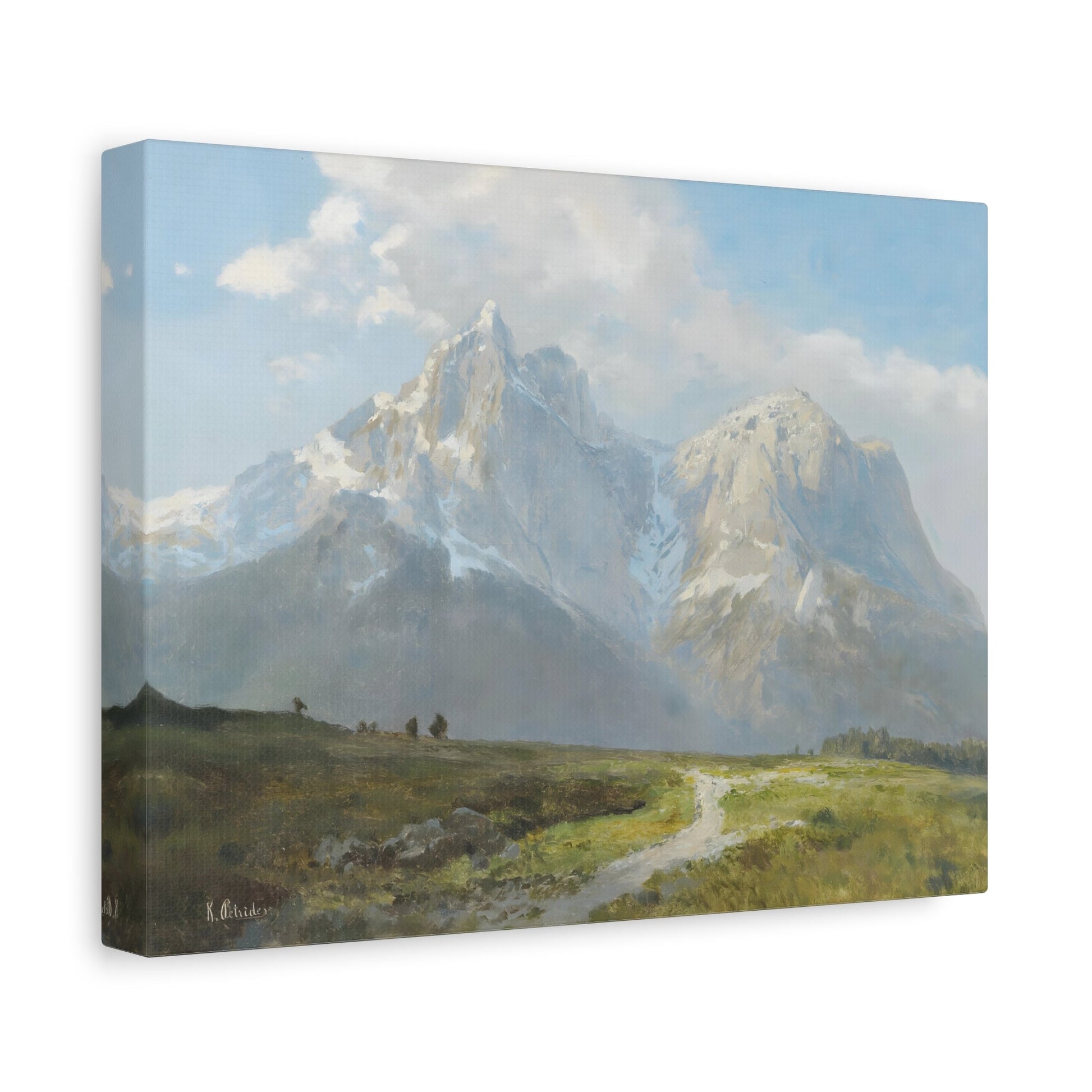 Konrad Petrides Mountain Landscape - Framed Canvas Wall Art Print