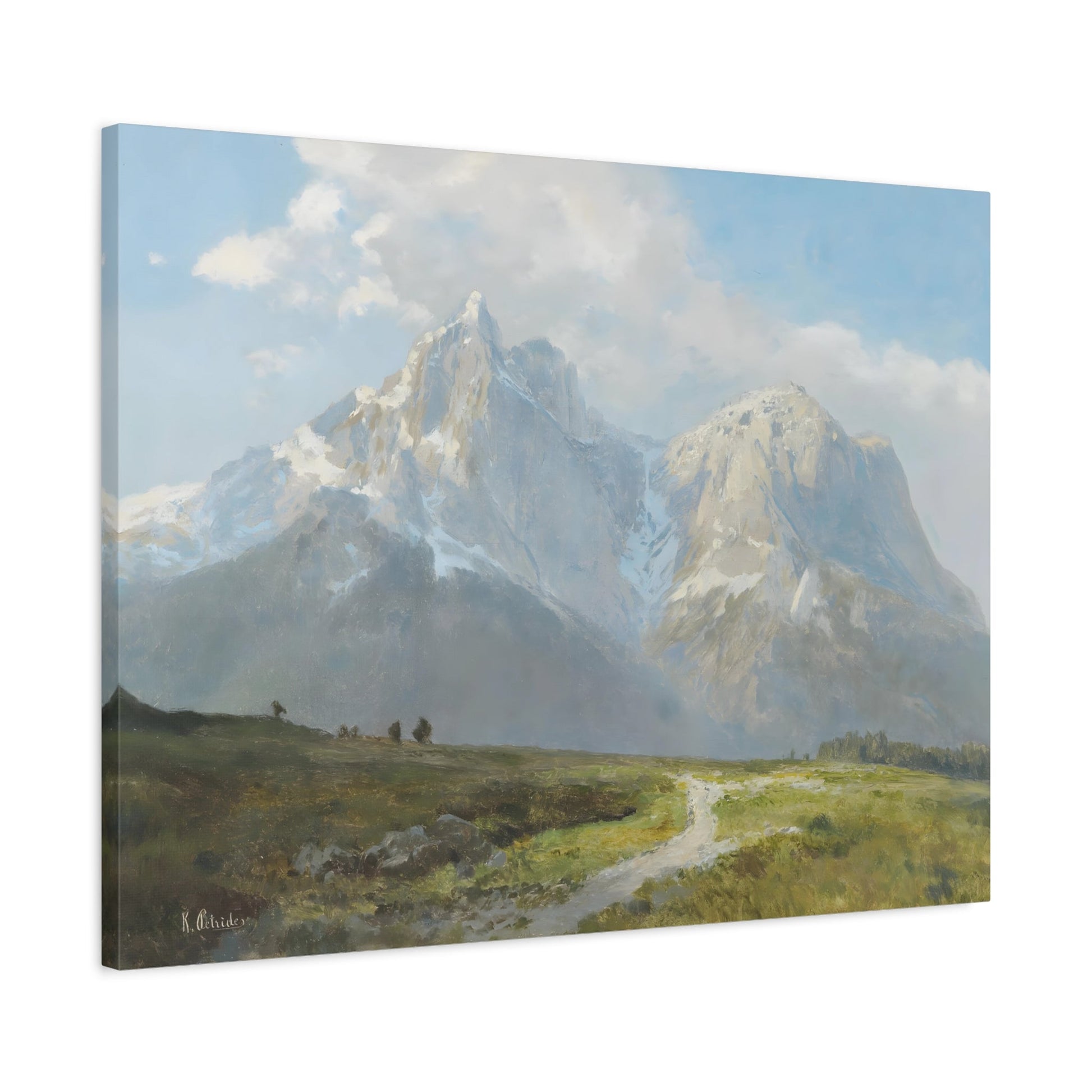 Konrad Petrides Mountain Landscape - Framed Canvas Wall Art Print