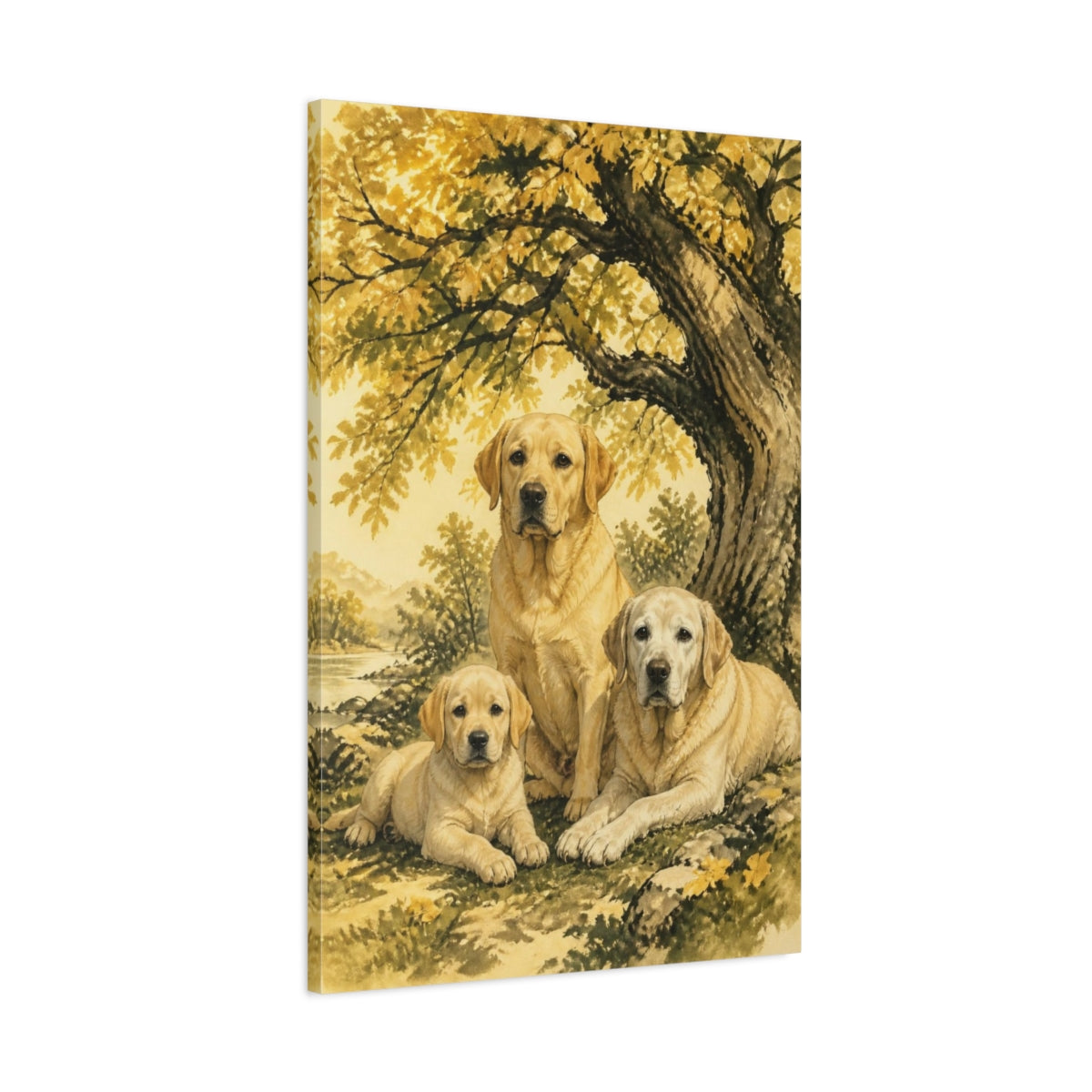 Main Mockup. Labrador Pets Trio shown as canvas print
