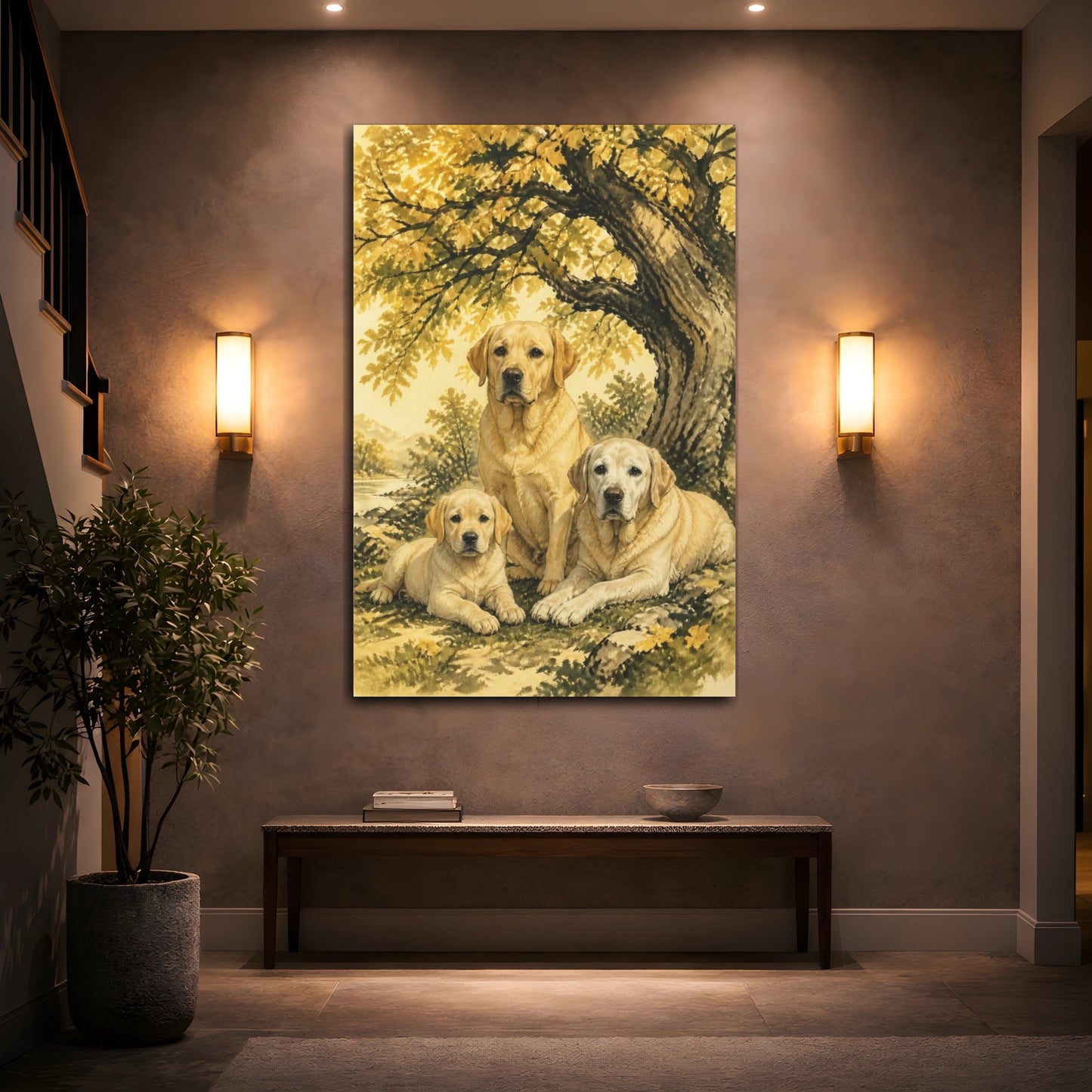 Mockup 2. Labrador Pets Trio shown as canvas print