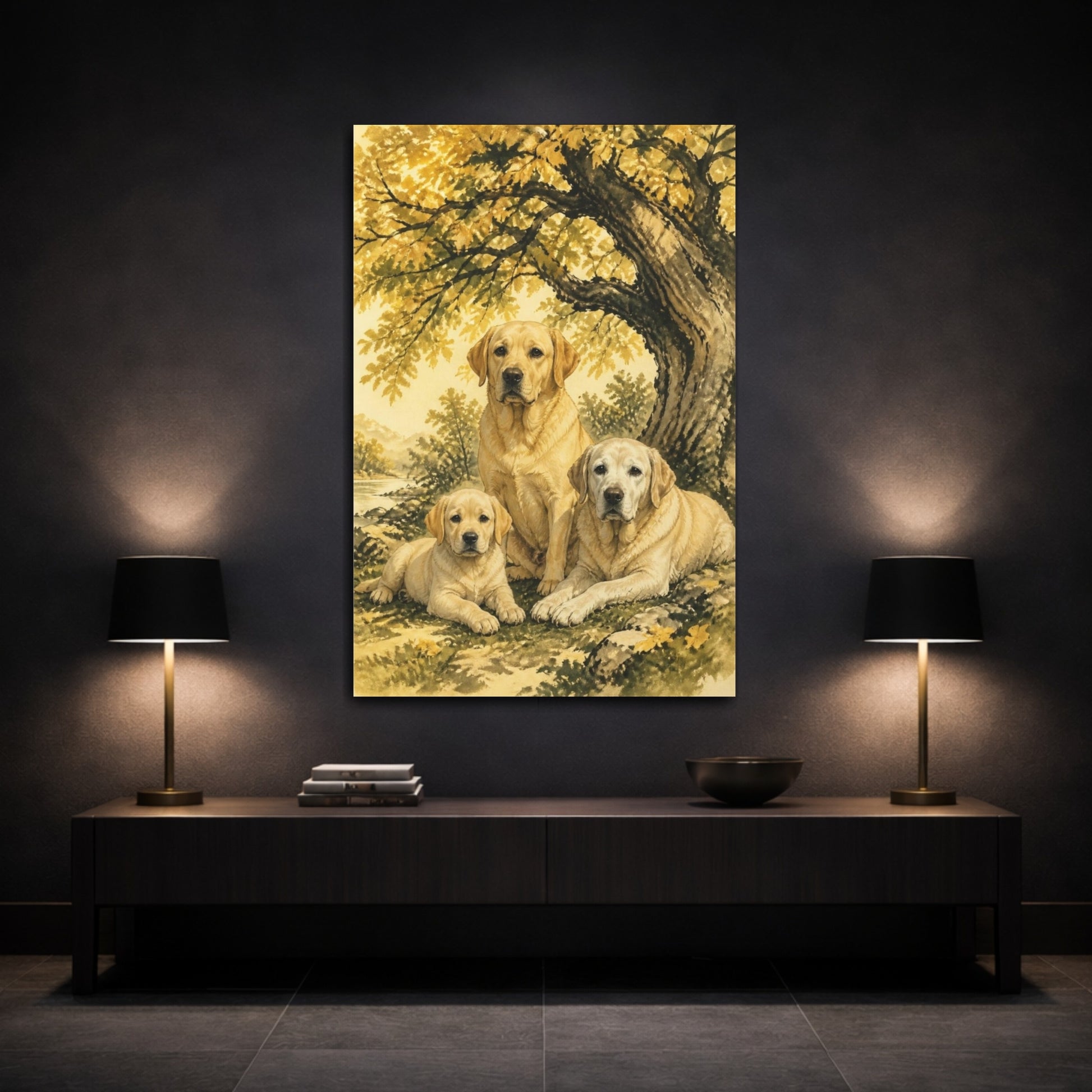 Mockup 3. Labrador Pets Trio shown as canvas print